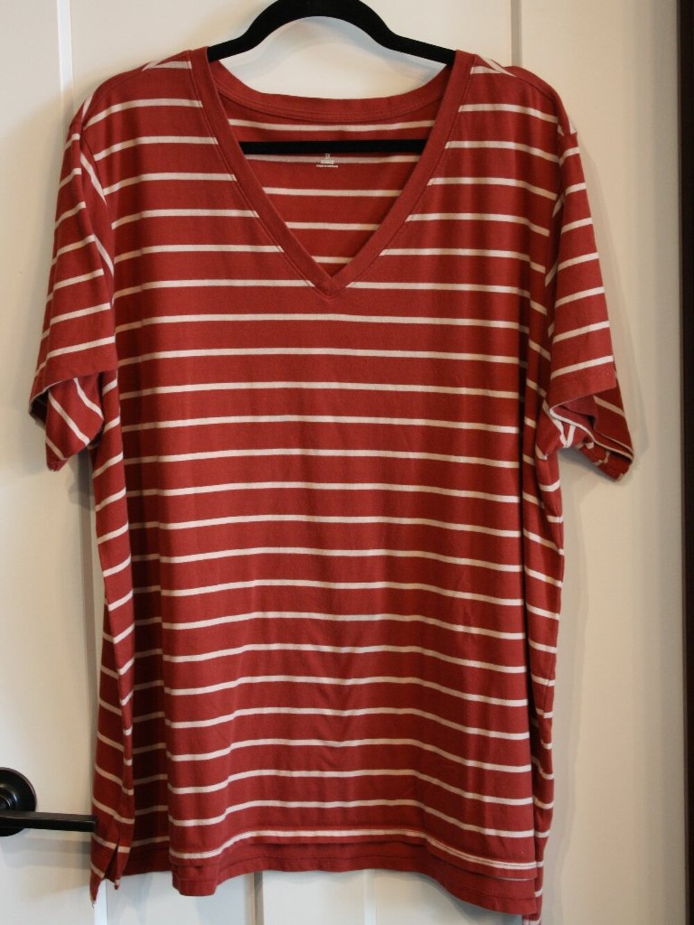 a.n.a. Brown striped, V-neck Tee, size 3X
